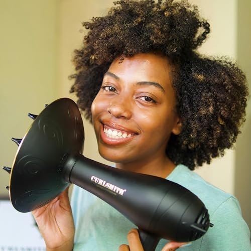 Curlsmith Defrizzion Hair Dryer with Extra Large 8" Diffuser for Curly Hair - Fast Drying, 2 Speeds, 3 Heat Settings, Sustained Cool Setting Avelisse