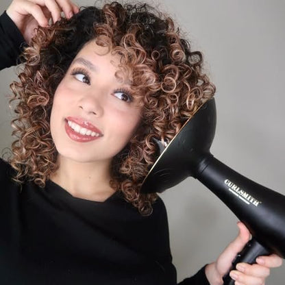 Curlsmith Defrizzion Hair Dryer with Extra Large 8" Diffuser for Curly Hair - Fast Drying, 2 Speeds, 3 Heat Settings, Sustained Cool Setting Avelisse