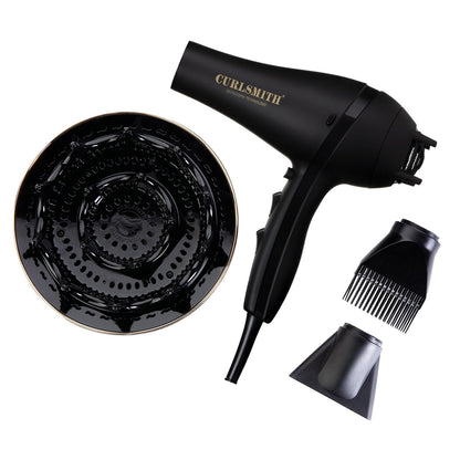 Curlsmith Defrizzion Hair Dryer with Extra Large 8" Diffuser for Curly Hair - Fast Drying, 2 Speeds, 3 Heat Settings, Sustained Cool Setting Avelisse