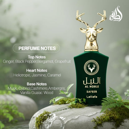 Lattafa Al Noble Safeer Eau de Parfum Spray for Unisex, 3.4 fl oz – Long-Lasting Oriental Fragrance