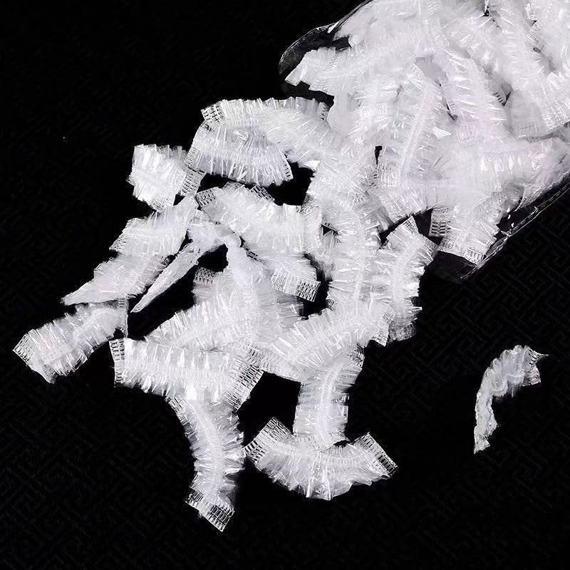GOUWEIBA 100 Pack Clear Disposable Ear Protectors - Waterproof Ear Cover Caps for Hair Dye, Shower, Bathing, Spa, Salon, Home, Hotel Avelisse