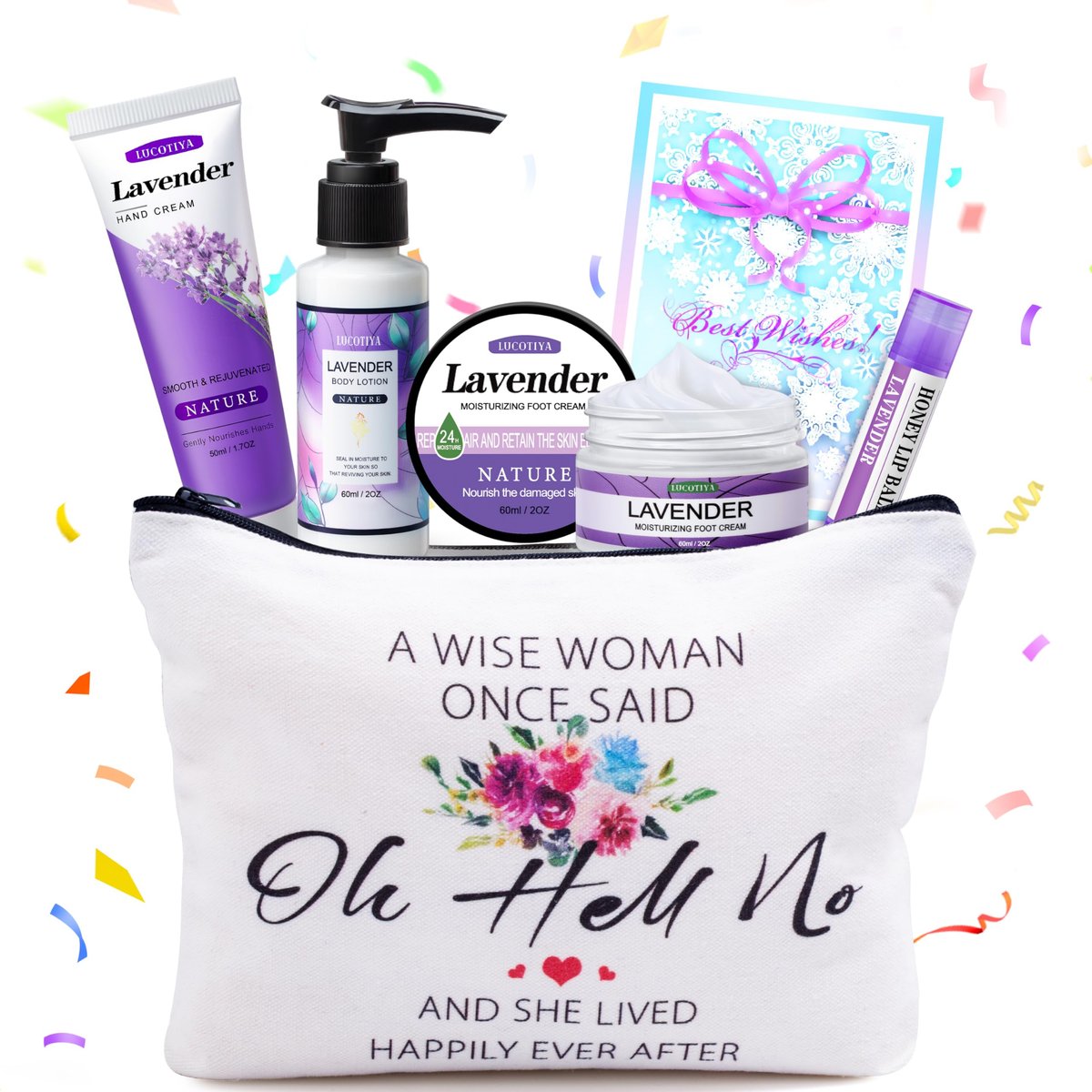 Lavender Self Care Gifts for Women - Travel Size Toiletries Kit for Best Friends, Sister, Mom, Teacher, Grandma - Birthday Christmas Gift Set - görsel 2