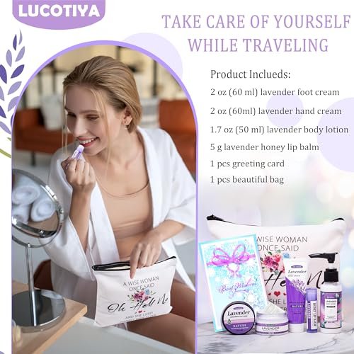 Lavender Self Care Gifts for Women - Travel Size Toiletries Kit for Best Friends, Sister, Mom, Teacher, Grandma - Birthday Christmas Gift Set - görsel 3