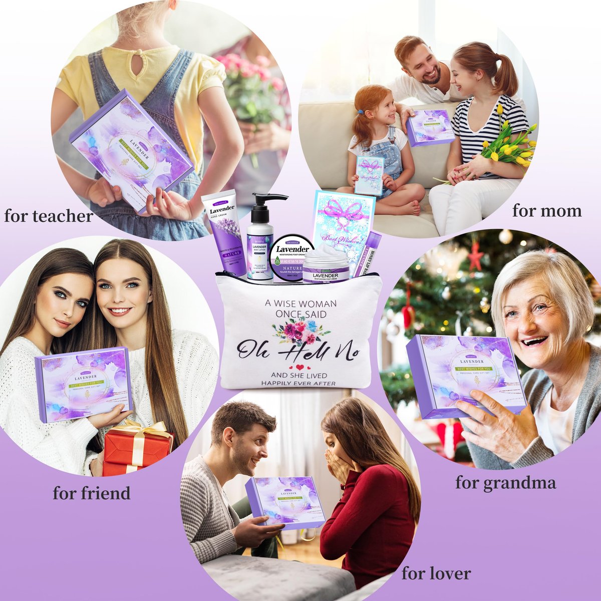 Lavender Self Care Gifts for Women - Travel Size Toiletries Kit for Best Friends, Sister, Mom, Teacher, Grandma - Birthday Christmas Gift Set - görsel 14