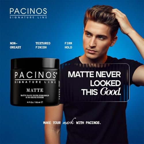 Pacinos DRYFI No-Shine Matte Paste – Matte Finish Styling Paste for Men (4 Fl Oz) Avelisse