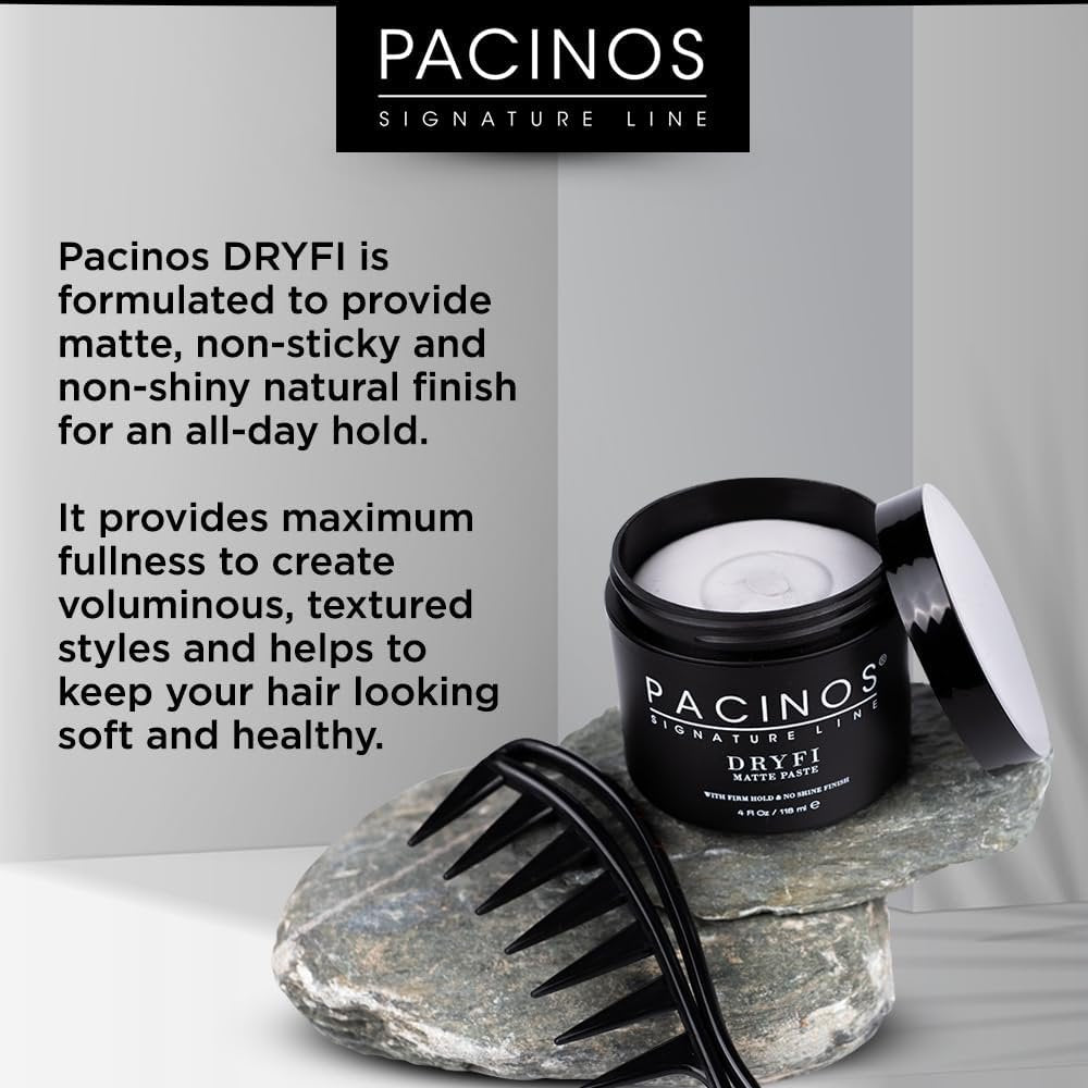 Pacinos DRYFI No-Shine Matte Paste – Matte Finish Styling Paste for Men (4 Fl Oz) Avelisse