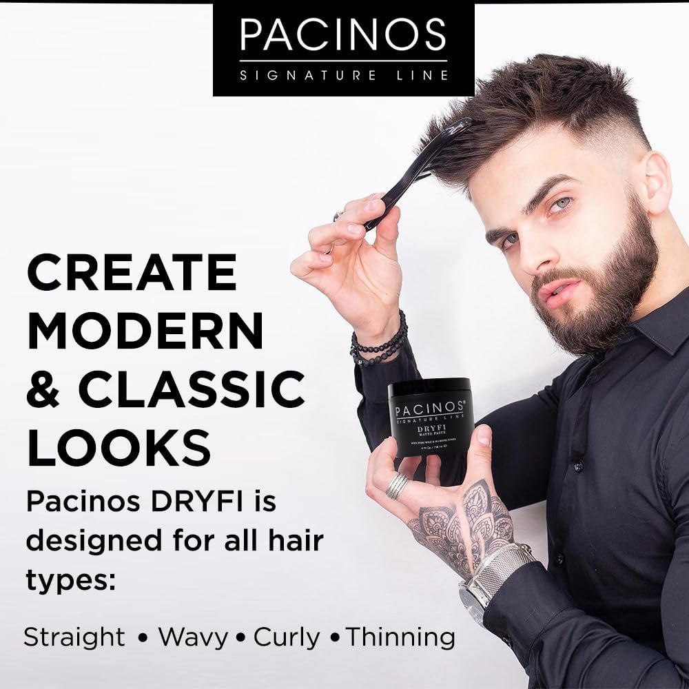 Pacinos DRYFI No-Shine Matte Paste – Matte Finish Styling Paste for Men (4 Fl Oz) Avelisse