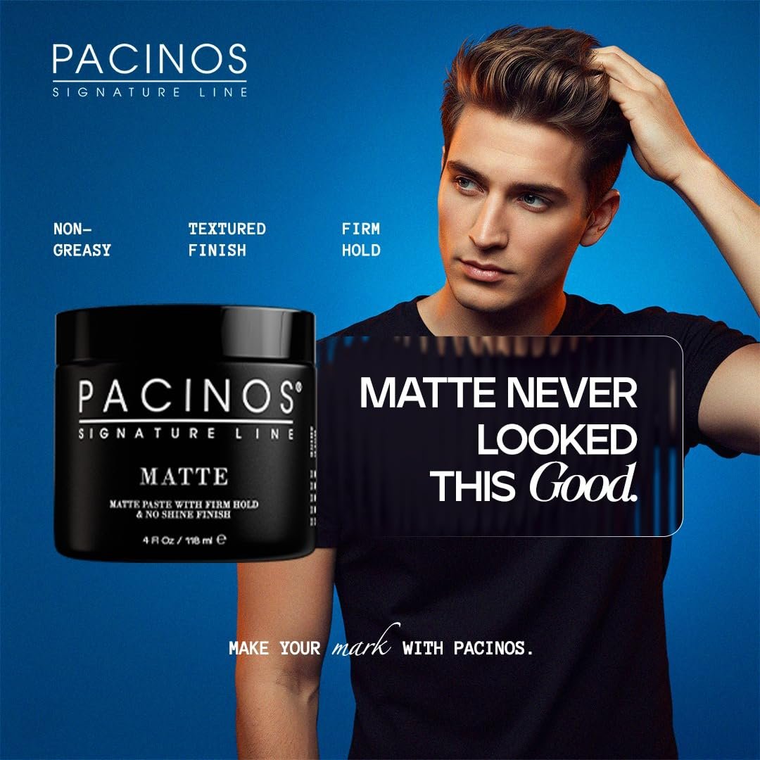 Pacinos DRYFI No-Shine Matte Paste – Matte Finish Styling Paste for Men (4 Fl Oz) Avelisse