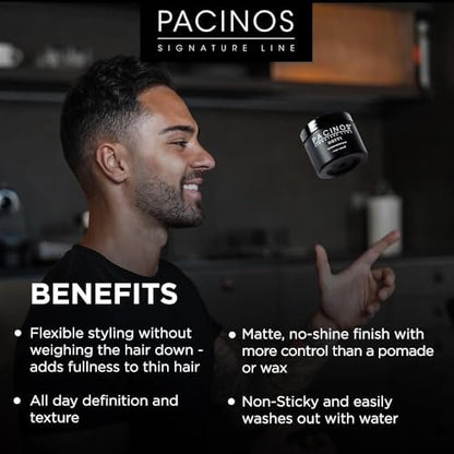 Pacinos DRYFI No-Shine Matte Paste – Matte Finish Styling Paste for Men (4 Fl Oz) Avelisse