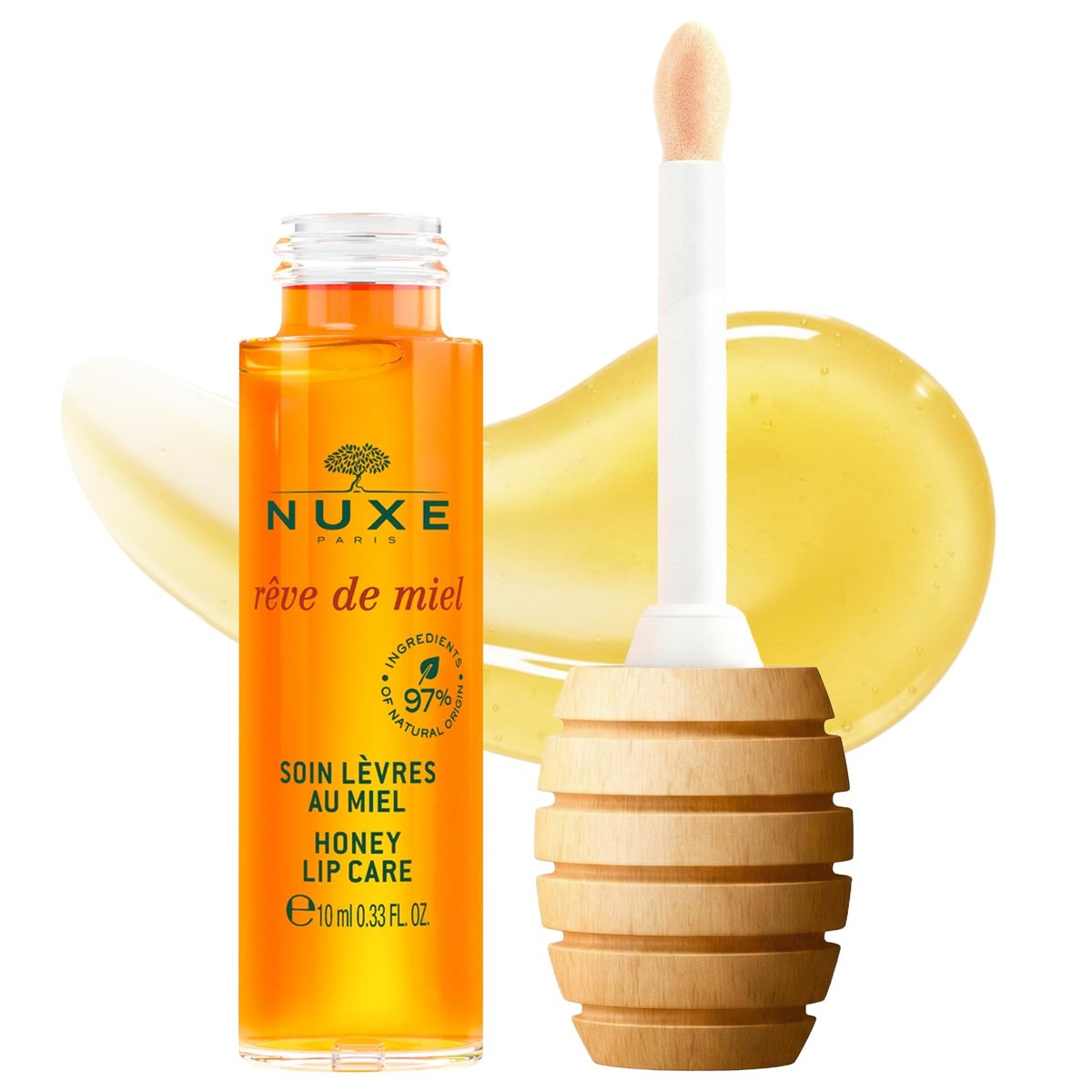 NUXE Rêve de Miel Honey Lip Gloss with Vitamin E and Lavender – Moisturizing Shiny Lips, 97% Natural, 0.33 Fl Oz Avelisse