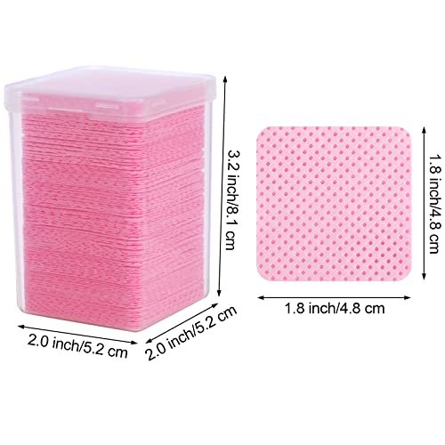 400 Pieces Nail Cotton Pads & Pull-Down Pump Dispenser Bottle – Super Absorbent Soft Non-Woven Eyelash Glue Wipes & Nail Polish Dehumidifier (Pink) - görsel 4