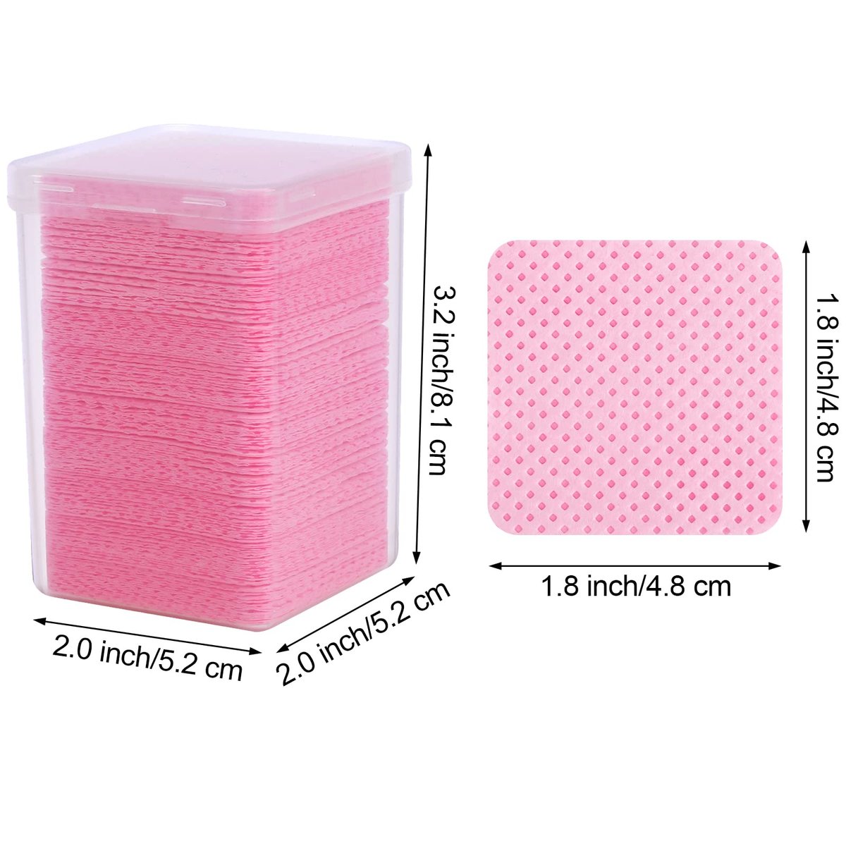 400 Pieces Nail Cotton Pads & Pull-Down Pump Dispenser Bottle – Super Absorbent Soft Non-Woven Eyelash Glue Wipes & Nail Polish Dehumidifier (Pink) - görsel 3