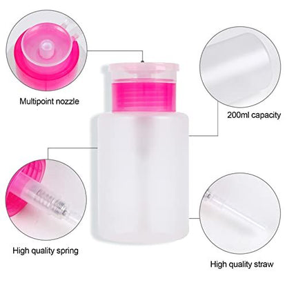 400 Pieces Nail Cotton Pads & Pull-Down Pump Dispenser Bottle – Super Absorbent Soft Non-Woven Eyelash Glue Wipes & Nail Polish Dehumidifier (Pink)