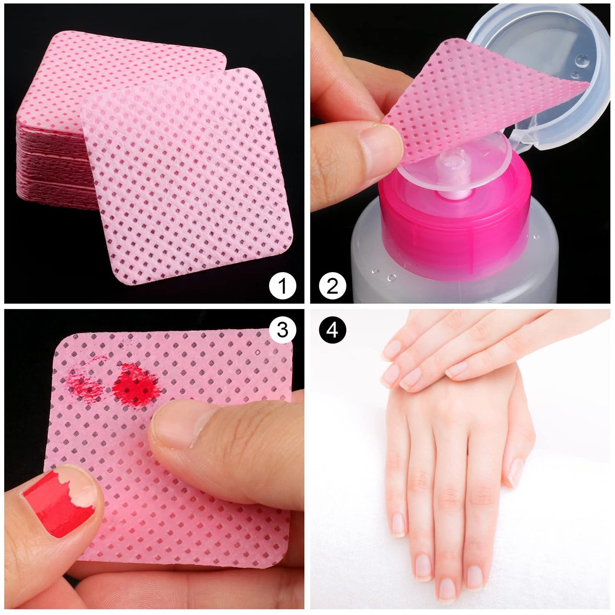 400 Pieces Nail Cotton Pads & Pull-Down Pump Dispenser Bottle – Super Absorbent Soft Non-Woven Eyelash Glue Wipes & Nail Polish Dehumidifier (Pink) - görsel 11