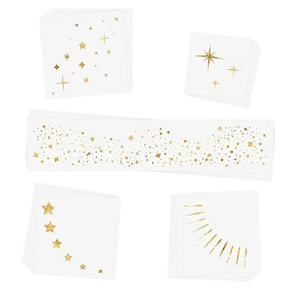 25-Piece Premium Gold Metallic Temporary Tattoo Variety Set – Waterproof Foil Face & Body Flash Tattoos for New Year's Eve & Parties Avelisse