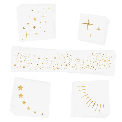 25-Piece Premium Gold Metallic Temporary Tattoo Variety Set – Waterproof Foil Face & Body Flash Tattoos for New Year's Eve & Parties Avelisse