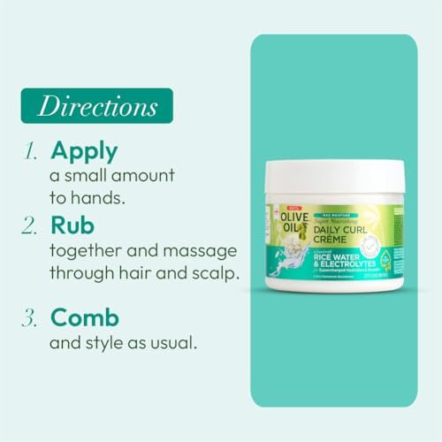 ORS Olive Oil Max Moisture Super Nourishing Daily Curl Crème with Rice Water & Electrolytes for Hydration & Growth (8 oz) - görsel 13