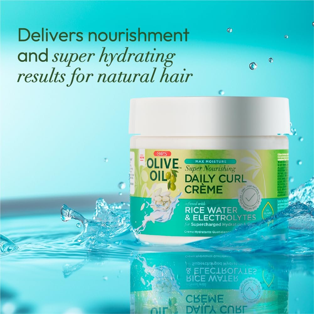ORS Olive Oil Max Moisture Super Nourishing Daily Curl Crème with Rice Water & Electrolytes for Hydration & Growth (8 oz) - görsel 8