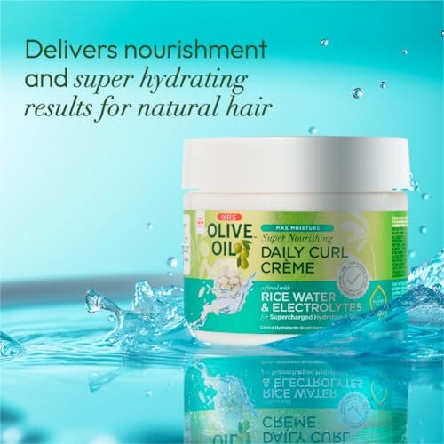 ORS Olive Oil Max Moisture Super Nourishing Daily Curl Crème with Rice Water & Electrolytes for Hydration & Growth (8 oz) - görsel 7