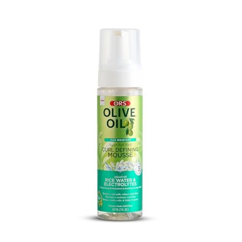 ORS Olive Oil Max Moisture Super Soft Style Curl Defining Mousse with Rice Water & Electrolytes for Hydration & Growth, 7.0 oz - görsel 2