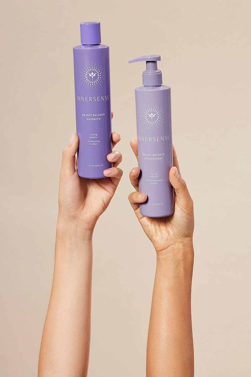 Innersense Organic Beauty Natural Bright + Balanced Purple Toning Shampoo & Conditioner Value Duo | Non-Toxic, Cruelty-Free, Vegan Haircare (10 fl oz each) Avelisse