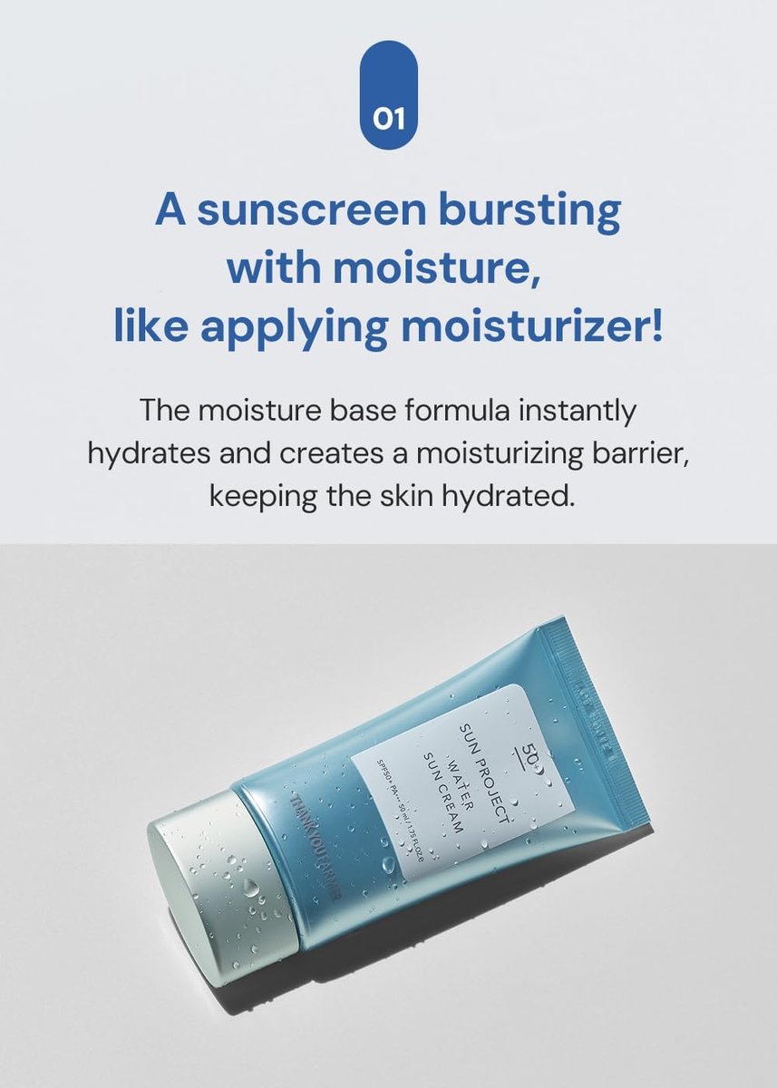 THANKYOU FARMER Sun Project Water Sun Cream 1.75 Fl Oz (50ml) - Lightweight Hydrating Sunscreen Avelisse