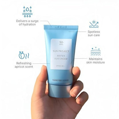 THANKYOU FARMER Sun Project Water Sun Cream 1.75 Fl Oz (50ml) - Lightweight Hydrating Sunscreen Avelisse
