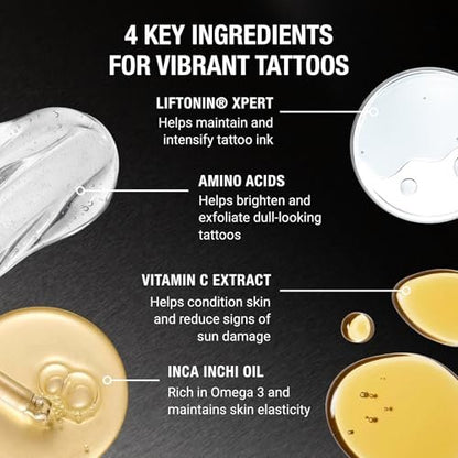 Stories & Ink Tattoo Care Vibrancy Serum – Brightening Treatment for Healed Tattoos, Restores Faded Ink Color, Lightweight Hydrating Aftercare, 60 mL (2 Fl Oz) Avelisse