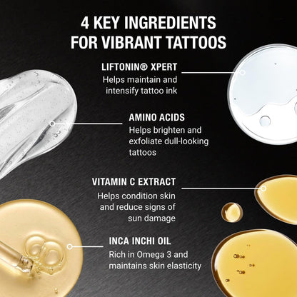 Stories & Ink Tattoo Care Vibrancy Serum – Brightening Treatment for Healed Tattoos, Restores Faded Ink Color, Lightweight Hydrating Aftercare, 60 mL (2 Fl Oz) Avelisse