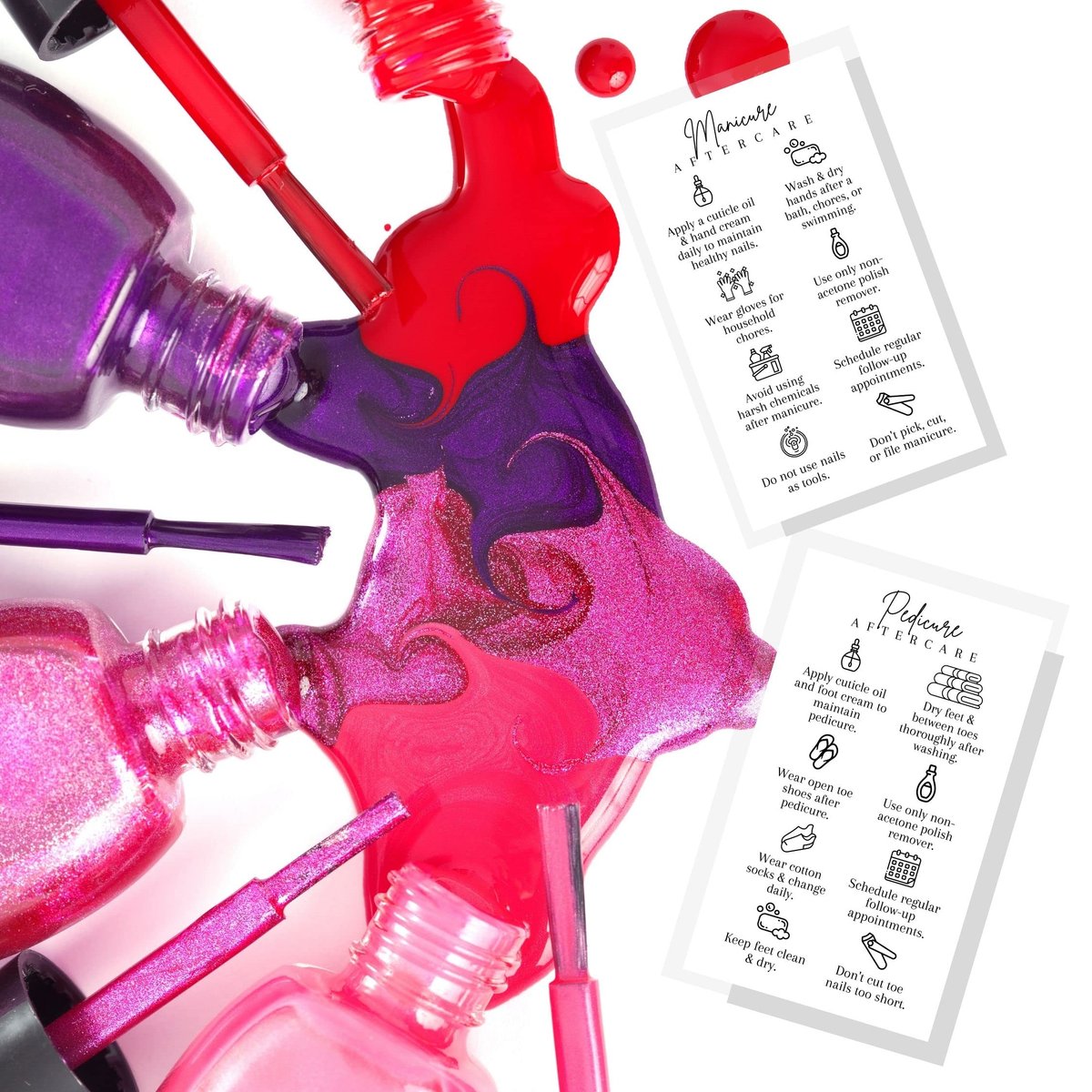 Manicure and Pedicure Aftercare Client Instruction Cards - 50 Pack, 2x3.5" Minimalist Design for Nail Salons - görsel 11