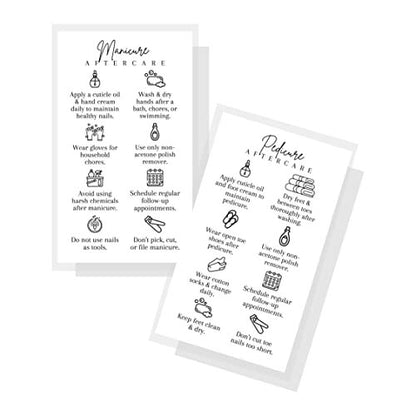 Manicure and Pedicure Aftercare Client Instruction Cards - 50 Pack, 2x3.5" Minimalist Design for Nail Salons
