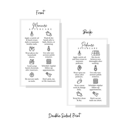 Manicure and Pedicure Aftercare Client Instruction Cards - 50 Pack, 2x3.5" Minimalist Design for Nail Salons