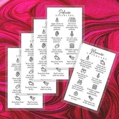 Manicure and Pedicure Aftercare Client Instruction Cards - 50 Pack, 2x3.5" Minimalist Design for Nail Salons