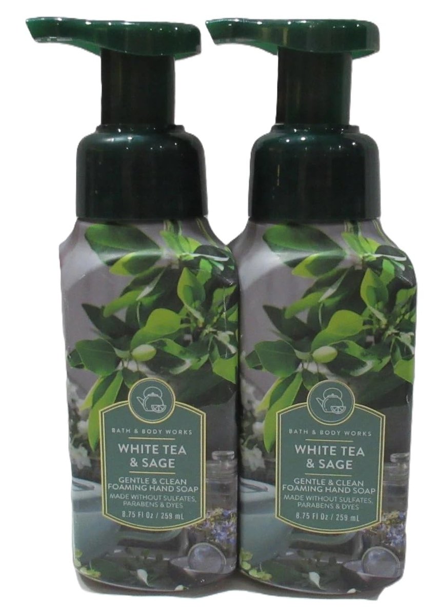 Bath & Body Works White Tea & Sage Gentle Foaming Hand Soap 2-Pack (8.75 oz Each) - 17.5 oz Total Avelisse