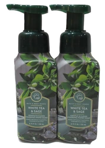 Bath & Body Works White Tea & Sage Gentle Foaming Hand Soap 2-Pack (8.75 oz Each) - 17.5 oz Total Avelisse