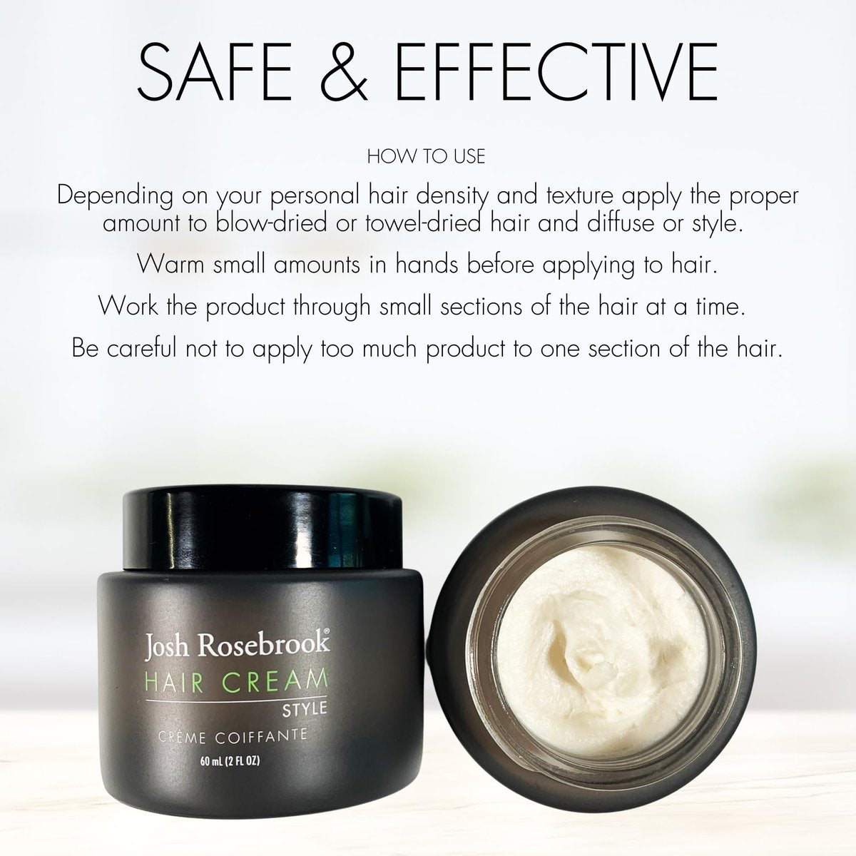 Josh Rosebrook Hair Cream - Natural Styling Cream for Height, Separation & Texture | 60 mL (2 oz) - görsel 5