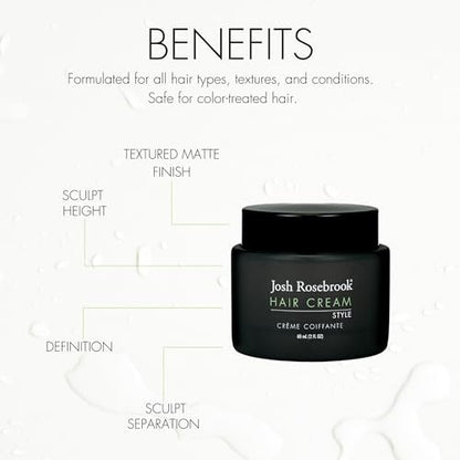 Josh Rosebrook Hair Cream - Natural Styling Cream for Height, Separation & Texture | 60 mL (2 oz)