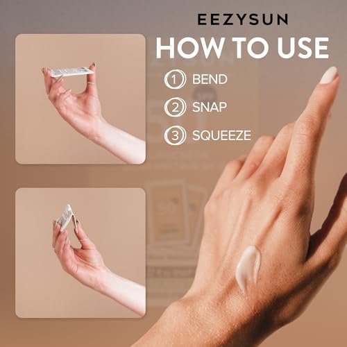 EEZYSUN Mineral Sunscreen SPF 50 Travel Size, 10 Snap Packets x 0.27 fl oz - Non-Greasy, Weightless, Sweat-Resistant, Reef-Safe Mineral Based Sunscreen for Face, Body with Aloe Vera - All Skin Types Avelisse