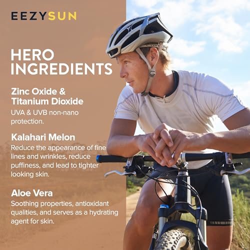 EEZYSUN Mineral Sunscreen SPF 50 Travel Size, 10 Snap Packets x 0.27 fl oz - Non-Greasy, Weightless, Sweat-Resistant, Reef-Safe Mineral Based Sunscreen for Face, Body with Aloe Vera - All Skin Types Avelisse