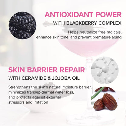 Mary&May Vegan Blackberry Cream Essence - Shake-to-Mix Dual-Phase Milky Toner, Ceramide + Blue Lotus Water, Barrier Support for Dry/Sensitive Skin, Unscented & Alcohol Free, 140ml
