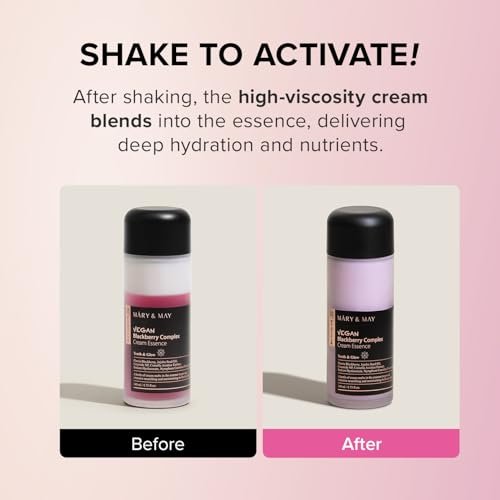 Mary&May Vegan Blackberry Cream Essence - Shake-to-Mix Dual-Phase Milky Toner, Ceramide + Blue Lotus Water, Barrier Support for Dry/Sensitive Skin, Unscented & Alcohol Free, 140ml - görsel 14