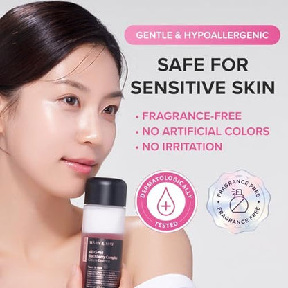 Mary&May Vegan Blackberry Cream Essence - Shake-to-Mix Dual-Phase Milky Toner, Ceramide + Blue Lotus Water, Barrier Support for Dry/Sensitive Skin, Unscented & Alcohol Free, 140ml