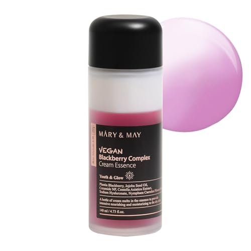 Mary&May Vegan Blackberry Cream Essence - Shake-to-Mix Dual-Phase Milky Toner, Ceramide + Blue Lotus Water, Barrier Support for Dry/Sensitive Skin, Unscented & Alcohol Free, 140ml - görsel 2