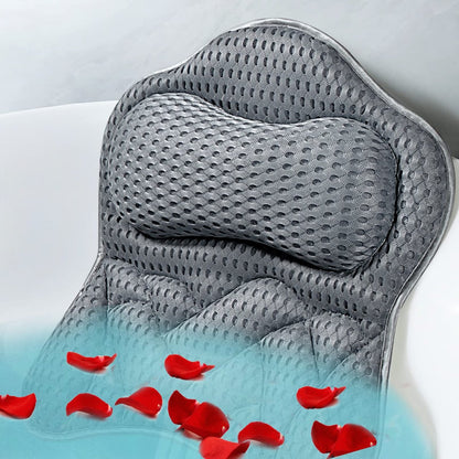 Fitheaven Bath Pillow - Gray, Non-Slip Suction Cups & 3D AirMesh - Comfortable Tub Pillow for Women & Men Avelisse