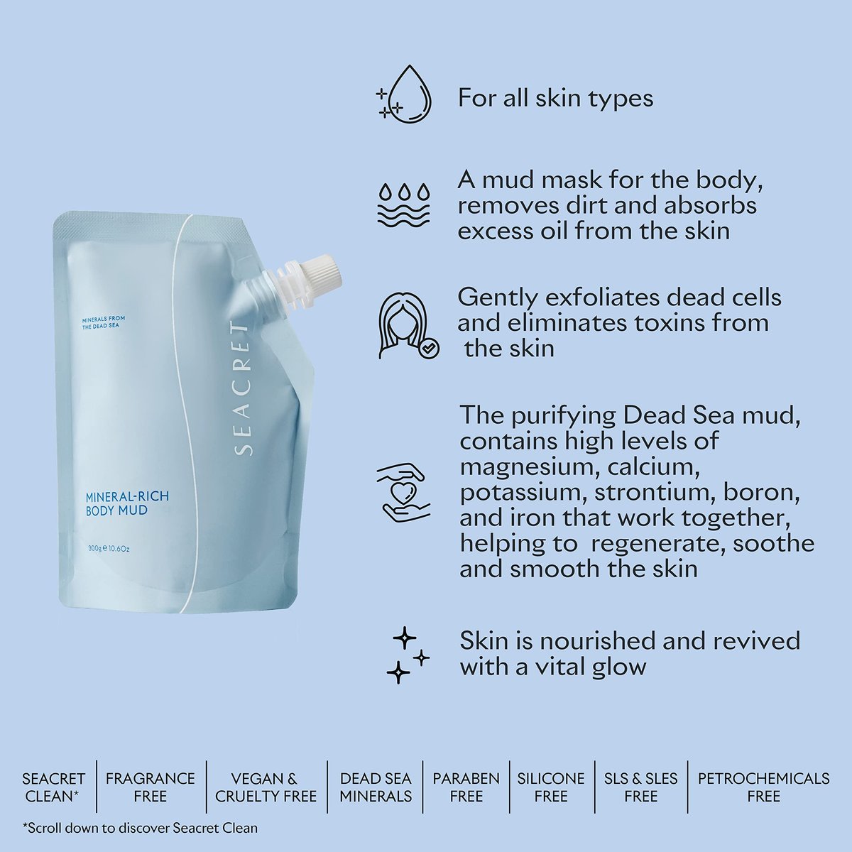 SEACRET Minerals Dead Sea Mud - Mineral Rich Body Mud Treatment 10.6 oz (313 g) - Removes Excess Oil & Dead Skin Cells - görsel 7