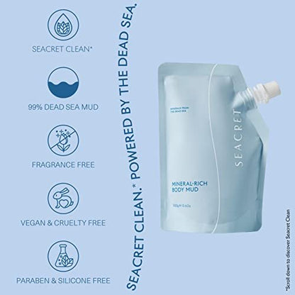 SEACRET Minerals Dead Sea Mud - Mineral Rich Body Mud Treatment 10.6 oz (313 g) - Removes Excess Oil & Dead Skin Cells