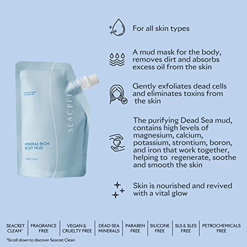 SEACRET Minerals Dead Sea Mud - Mineral Rich Body Mud Treatment 10.6 oz (313 g) - Removes Excess Oil & Dead Skin Cells - görsel 8