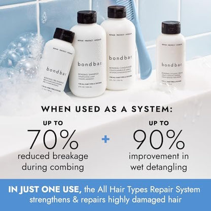 Bondbar Styling Cream for Damaged Hair - Smooths, Strengthens, Repairs All Hair Types & Textures - Vegan & Cruelty-Free (4 Fl Oz)