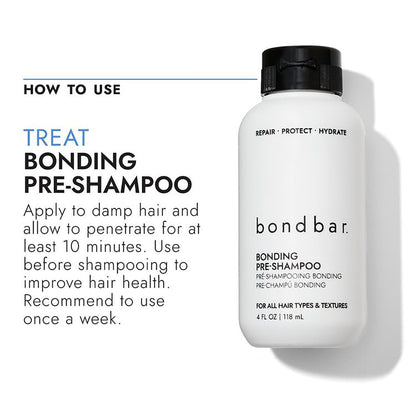 Bondbar PreShampoo Repair Treatment for Damaged Hair – Reduces Breakage & Frizz, Moisturizes & Adds Shine, Strengthens All Hair Types & Textures, Vegan & Cruelty-Free (4 Fl Oz)