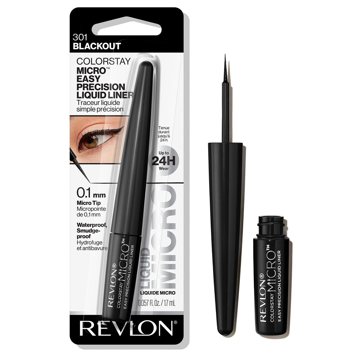REVLON ColorStay Micro Easy Precision Liquid Eyeliner - Waterproof, Smudgeproof, Longwearing Felt Tip Applicator - 301 Blackout, 0.057 fl oz - görsel 2
